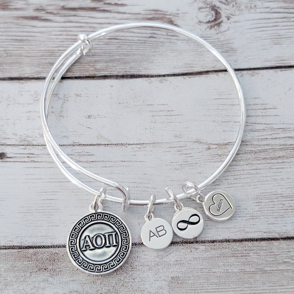 Sorority Charm Bracelet Silver Tone